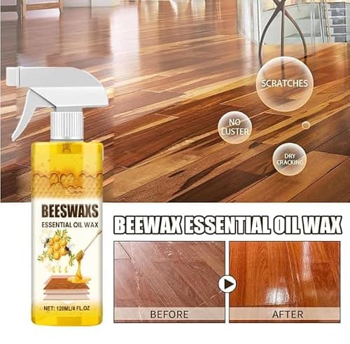 Beeswax Wood Polish Spray, Bees Wax Furniture Polish and Cleaner, Beeswax Essential Oil Wax, Natural Wood Polish Spray, Restores Shine & Removes Scratches,For Wood Floors and Wooden Cabinet (1)