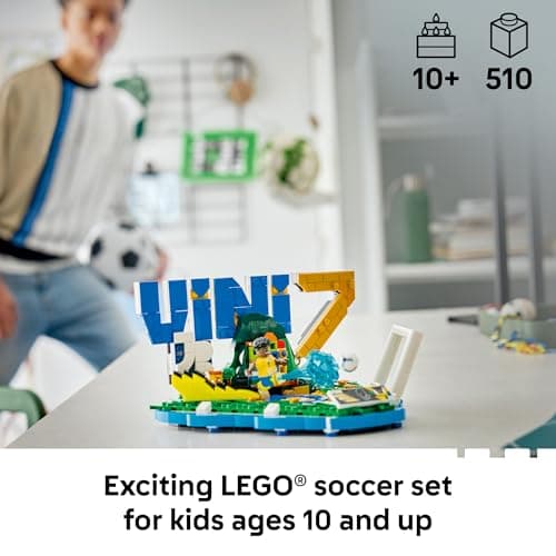 LEGO Editions Vini Jr. – Soccer Highlights - Building Set for Boys & Girls, Ages 10+ - Collectible Soccer Gift W/Plaque - Kids Bedroom or Shelf Decor - 43027