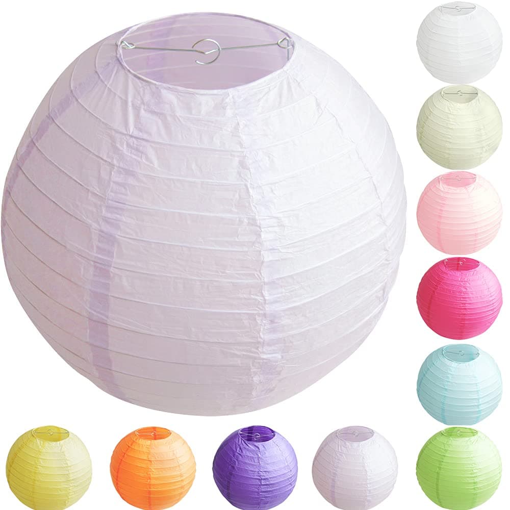 Time to Sparkle Tissue Paper Round Lanterns LampShade Lamp Shade Wedding Birthday Party Decoration | Light Purple, 8"(20cm) |