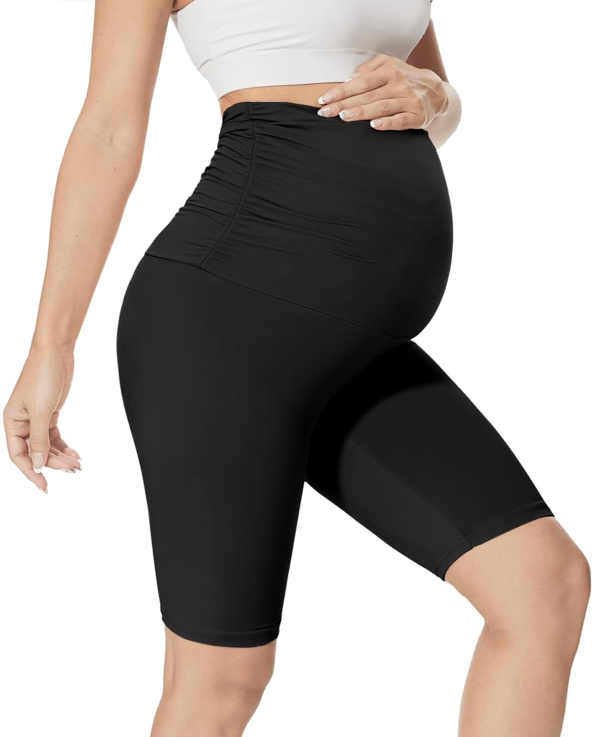 QGGQDD Maternity Biker Shorts Over Belly High Waisted for Pregnancy Yoga Workouts