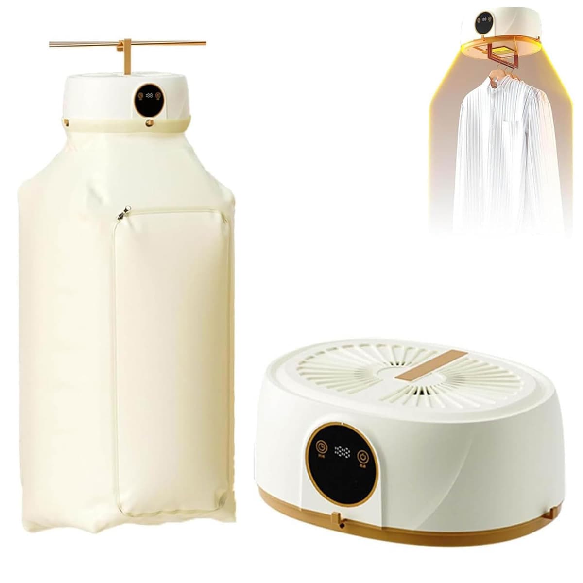 Máquina de Planchar Automática, Secadora de Ropa Portátil con Control Remoto, Calefacción Circulante y Función de Temporizador, Mini Secadora con Bomba de Calor Colgante Para Viajes, Hogar