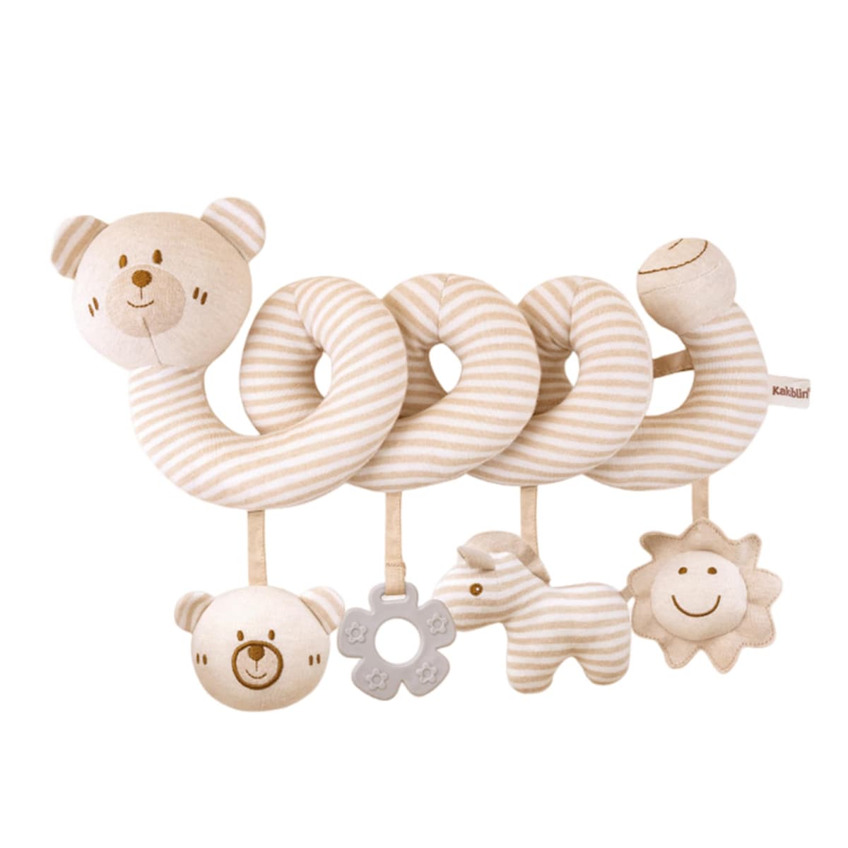 Juguete para cochecito de bebé, animales de peluche en espiral, juguetes para cuna colgantes con anillos de dentición, sonidos BB y campanas, juguetes sensoriales educativos tempranos para recié