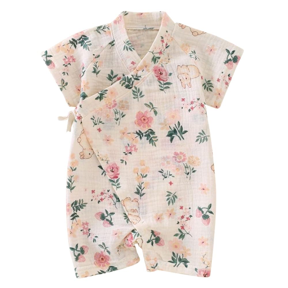 HahaNice Japanese Kimono Baby Thobe Cotton Infant Linen Romper 0-24 Months