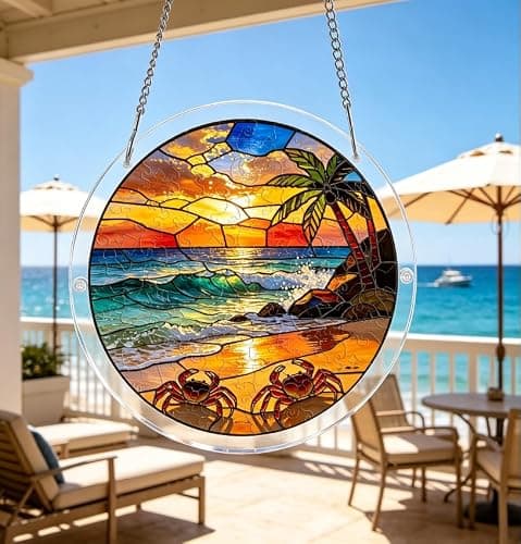 83 Pieces Acrylic Puzzle Suncatcher, Stained Glass Owl Tropical Flower
