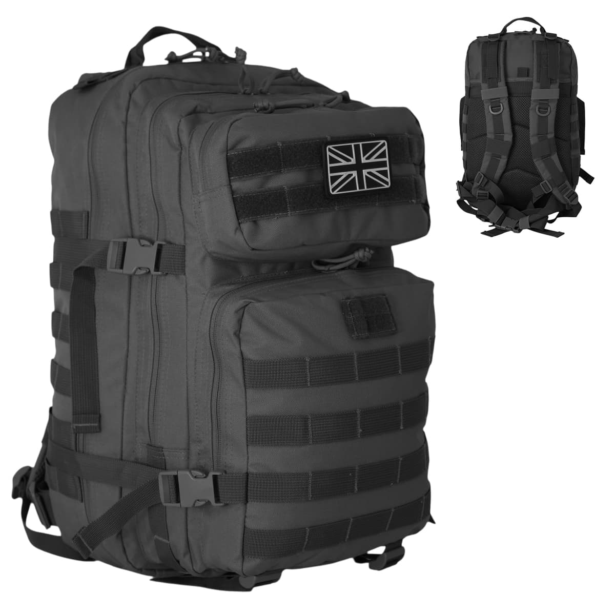 Military Tactical Backpack 21L β Heavy Duty Multi-Pocket MOLLE Rucksack with 180Β° Opening, Padded Breathable Back Panel, Adjustable Straps & Durable Zip Storage for Travel, Gym & Outdoor Use β Black