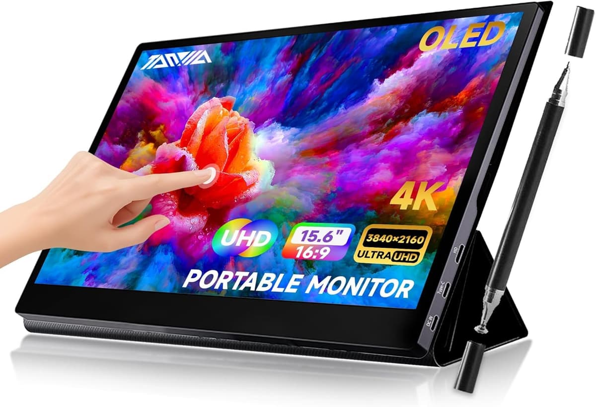 15.6 inch Portable Monitor|10-Point Touch Screen |FHD 1080P|IPS Anti-Glare Display, USB-C/HDMI Plug & Play|Compatible with Laptop, PC, Phone, PS5|Switch, Dual Monitor for Work & Gaming