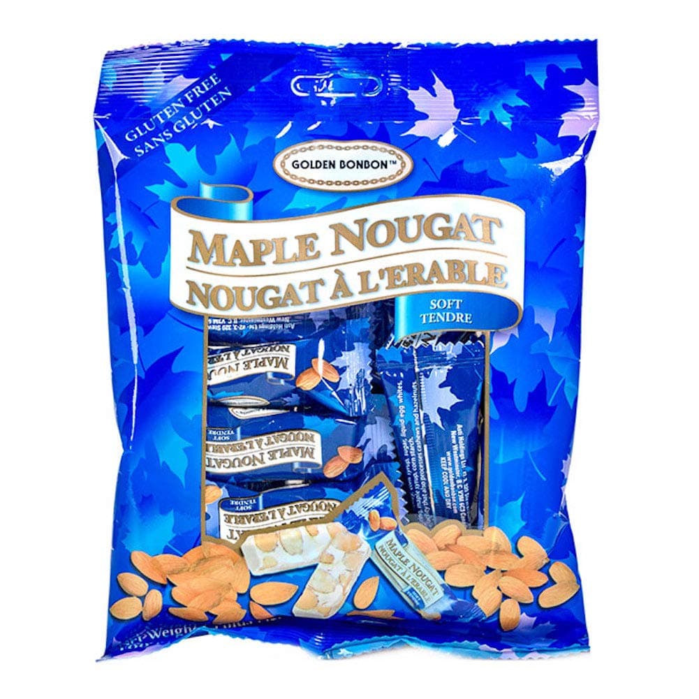 Golden Bonbon Italian Soft Almond Nougat Candy, Individually Packed Chewy, Gluten Free Nougat, Full of Almonds, Halal Candy (3.53 Oz, Almond Maple)