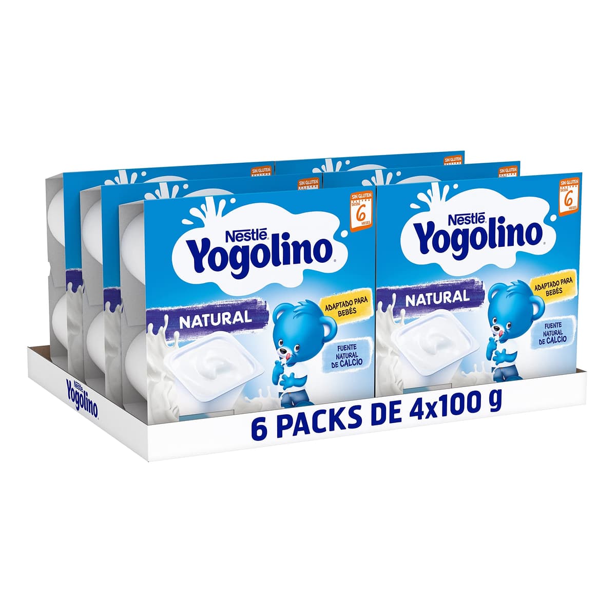 YOGOLINO NESTLÉ Natural, a partir de 6 meses, Pack de 6 (4x100g), Fórmula mejorada