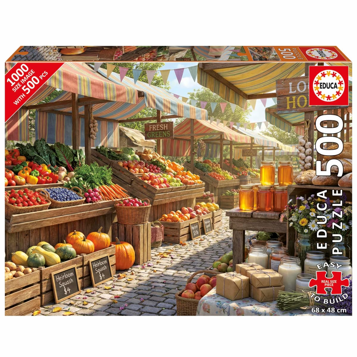 Educa - Puzzle Infantil de 500 Piezas Plus | Mercado Soleado | Medidas: 48 x 34 cm | A Partir de 11 años (20585)